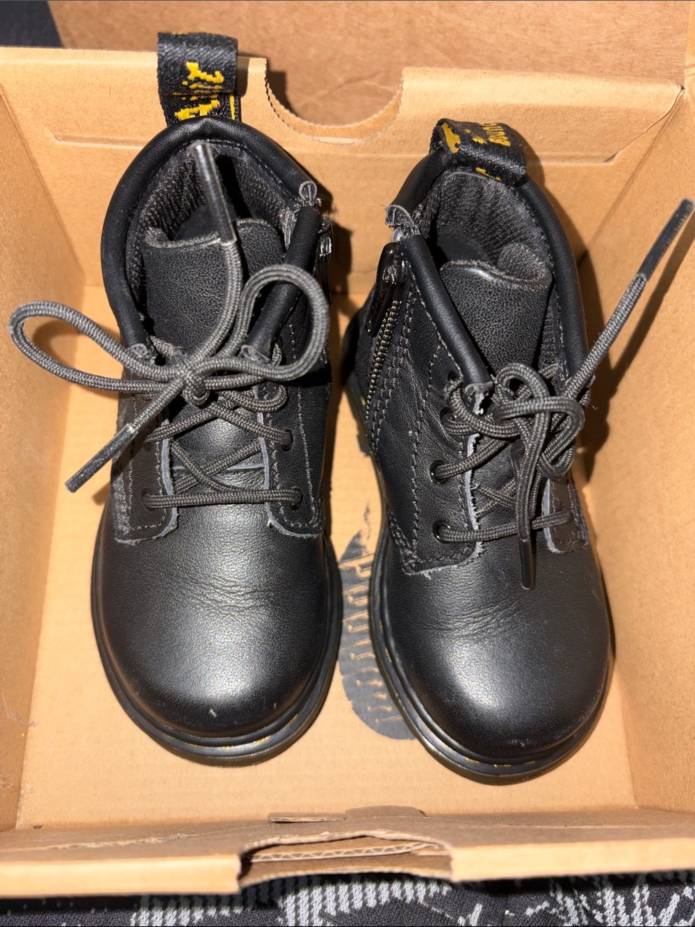 Dr. Martens Kids Black Lace-Up Ankle Boots with Side Zip